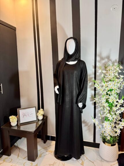 BLACK ORAIB PRINTED ABAYA